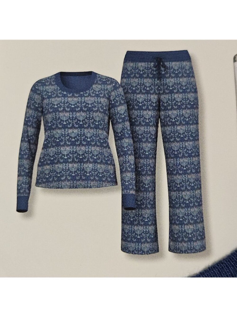 Women's Pajamas Size Xl Hanukkah 2 Piece Sleep Set Dreidel Menorah Print Cotton - Picture 3 of 4